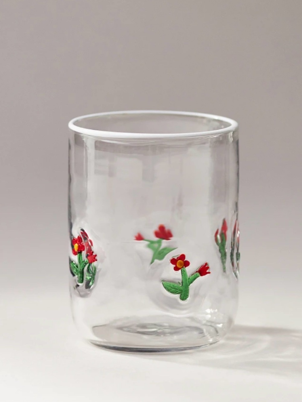 Anthropologie Icon Juice Glass Red Flower Spring 2023 NIB Retired Rare